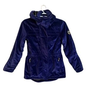 Skea Ltd Royal Blue Velvet Hooded Winter Parka Jacket Size 4 Thinsulate